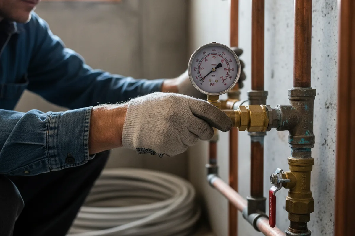 Pressure testing a repaired line during Water Line Repair in Oneonta